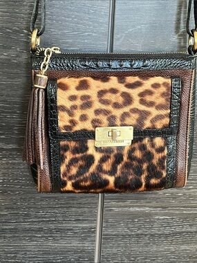 Brahmin Leopard & Croc Embossed Leather Bag